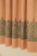 Kashmir Loom Sozni Palledar Hand Embroidered Pashmina Shawl Blush Green