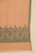 Kashmir Loom Sozni Palledar Hand Embroidered Pashmina Shawl Blush Green