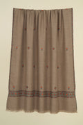 Kashmir Loom Sozni Fardauz Border Butidar Hand Embroidered Pashmina Shawl Natural