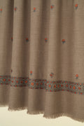 Kashmir Loom Sozni Fardauz Border Butidar Hand Embroidered Pashmina Shawl Natural