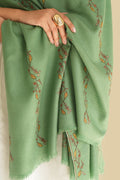 Kashmir Loom Sozni Farheena Khatrast Hand Embroidered Pashmina Shawl Peridot