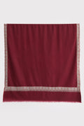 Kashmir Loom Sozni Gulsheen Dordar Hand Embroidered Pashmina Shawl Rosso