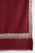 Kashmir Loom Sozni Gulsheen Dordar Hand Embroidered Pashmina Shawl Rosso