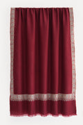 Kashmir Loom Sozni Gulsheen Dordar Hand Embroidered Pashmina Shawl Rosso