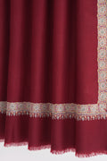 Kashmir Loom Sozni Gulsheen Dordar Hand Embroidered Pashmina Shawl Rosso