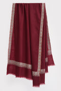 Kashmir Loom Sozni Gulsheen Dordar Hand Embroidered Pashmina Shawl Rosso