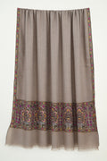 Kashmir Loom Sozni Hadira Palledar Hand Embroidered Pashmina Large Shawl Natural