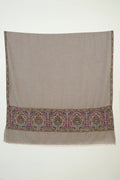 Kashmir Loom Sozni Hadira Palledar Hand Embroidered Pashmina Large Shawl Natural