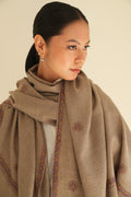 Kashmir Loom Sozni Hashiya Butidar Hand Embroidered Pashmina Shawl Natural