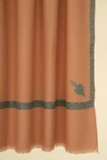 Kashmir Loom Sozni Hashiya Corner Buti Hand Embroidered Pashmina Shawl Blush