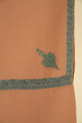 Kashmir Loom Sozni Hashiya Corner Buti Hand Embroidered Pashmina Shawl Blush