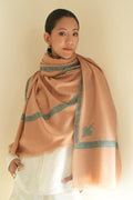Kashmir Loom Sozni Hashiya Corner Buti Hand Embroidered Pashmina Shawl Blush