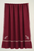 Kashmir Loom Sozni Jamila Hashiya Corner Buti Hand Embroidered Pashmina Shawl Rosso