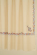 Kashmir Loom Sozni Hashiya Koundar Hand Embroidered Pashmina Shawl Ivory