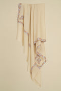 Kashmir Loom Sozni Hashiya Koundar Hand Embroidered Pashmina Shawl Ivory