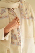Kashmir Loom Sozni Hashiya Koundar Hand Embroidered Pashmina Shawl Ivory