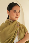 Kashmir Loom Sozni Hashiya Hand Embroidered Pashmina Stole Light Green