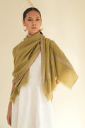 Kashmir Loom Sozni Hashiya Hand Embroidered Pashmina Stole Light Green
