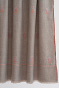 Kashmir Loom Sozni Hayat Butidar Hand Embroidered Pashmina Shawl Natural
