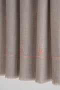 Kashmir Loom Sozni Hayat Butidar Hand Embroidered Pashmina Shawl Natural
