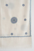 Kashmir Loom Sozni Hazuri Butadar Hand Embroidered Pashmina Stole Ivory