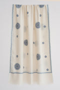Kashmir Loom Sozni Hazuri Butadar Hand Embroidered Pashmina Stole Ivory