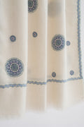 Kashmir Loom Sozni Hazuri Butadar Hand Embroidered Pashmina Stole Ivory