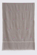 Kashmir Loom Sozni Heera Bail Buti Hand Embroidered Pashmina Stole Natural