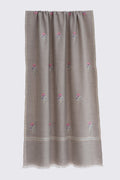 Kashmir Loom Sozni Heera Bail Buti Hand Embroidered Pashmina Stole Natural