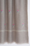 Kashmir Loom Sozni Heera Bail Buti Hand Embroidered Pashmina Stole Natural