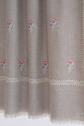 Kashmir Loom Sozni Heera Bail Buti Hand Embroidered Pashmina Stole Natural