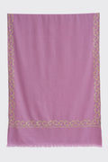 Kashmir Loom Sozni Inaya Borderdar Hand Embroidered Pashmina Stole Dew Berry