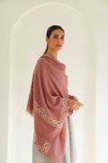Kashmir Loom Inaya Borderdar Hand Embroidered Pashmina Stole French Rose