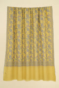 Kashmir Loom Sozni Jaaldar Hand Embroidered Pashmina Shawl Lemon