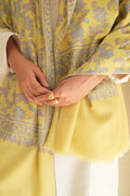 Kashmir Loom Sozni Jaaldar Hand Embroidered Pashmina Shawl Lemon