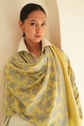Kashmir Loom Sozni Jaaldar Hand Embroidered Pashmina Shawl Lemon