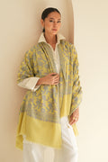 Kashmir Loom Sozni Jaaldar Hand Embroidered Pashmina Shawl Lemon
