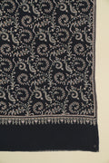 Kashmir Loom Sozni Jaaldar Hand Embroidered Pashmina Shawl Navy
