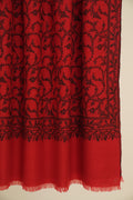 Kashmir Loom Sozni Jaaldar Hand Embroidered Pashmina Shawl Red Black