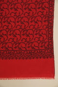 Kashmir Loom Sozni Jaaldar Hand Embroidered Pashmina Shawl Red Black