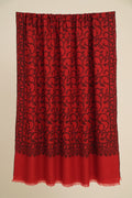 Kashmir Loom Sozni Jaaldar Hand Embroidered Pashmina Shawl Red Black