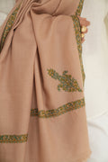Kashmir Loom Sozni Jamila Hashiya Corner Buti Hand Embroidered Pashmina Shawl Dune