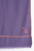 Kashmir Loom Sozni Jamila Hashiya Corner Buti Hand Embroidered Pashmina Shawl Plum Stone