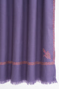 Kashmir Loom Sozni Jamila Hashiya Corner Buti Hand Embroidered Pashmina Shawl Plum Stone
