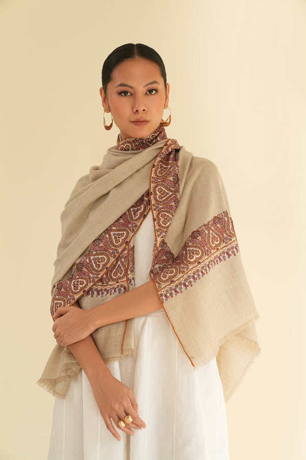 Sozni Rumman Kalandor Hand Embroidered Pashmina Shawl Kuklihut