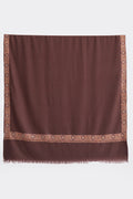 Kashmir Loom Sozni Kanzah Dordar Hand Embroidered Pashmina Shawl Choclate Brown