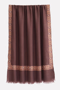 Sozni Kanzah Dordar Hand Embroidered Pashmina Shawl Choclate Brown