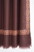 Kashmir Loom Sozni Kanzah Dordar Hand Embroidered Pashmina Shawl Choclate Brown