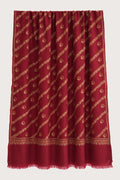 Kashmir Loom Sozni Khatrast Flower Buti Hand Embroidered Pashmina Shawl Crimson