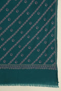 Kashmir Loom Sozni  Khatrast Flower Buti Hand Embroidered Pashmina Shawl Deep Teal